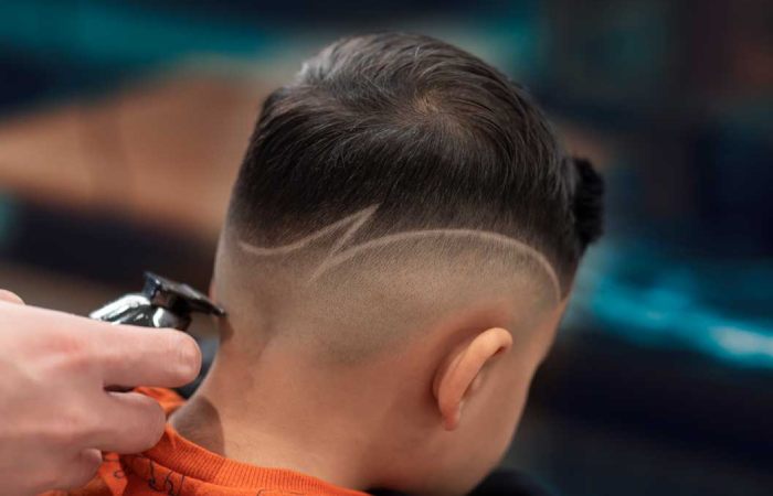 Mid Fade with Design - Square Shape Hairstyle Male